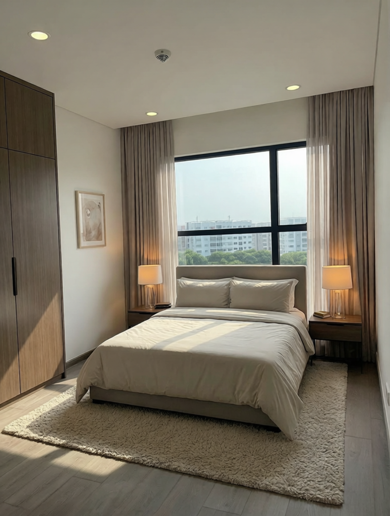 Ph&ograve;ng ngủ căn hộ Diamond Brilliant Ctiy T&acirc;n Ph&uacute; 142m2 Full nội thất&nbsp;
